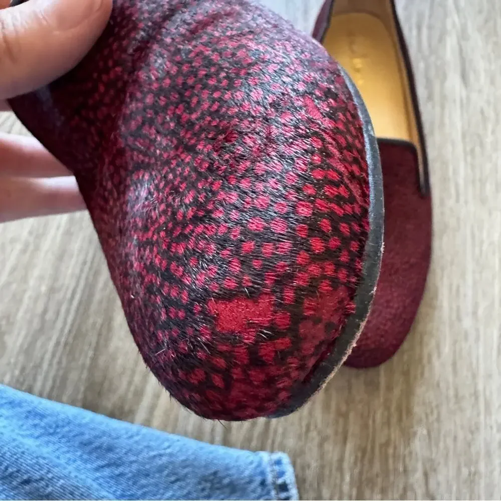 Cole Haan Red Spotted Calf Hair Slip On Loafers Womens 8 Flats Comfortable Shoes